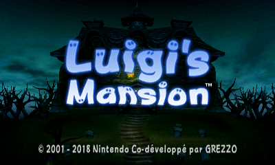 Luigi Mansion title screen for Nintendo 3DS